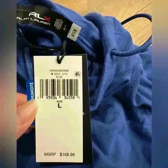 NWT RLX Ralph Lauren cowl neck hoodie Sz L in royal blue - soft! - Picture 5 of 8